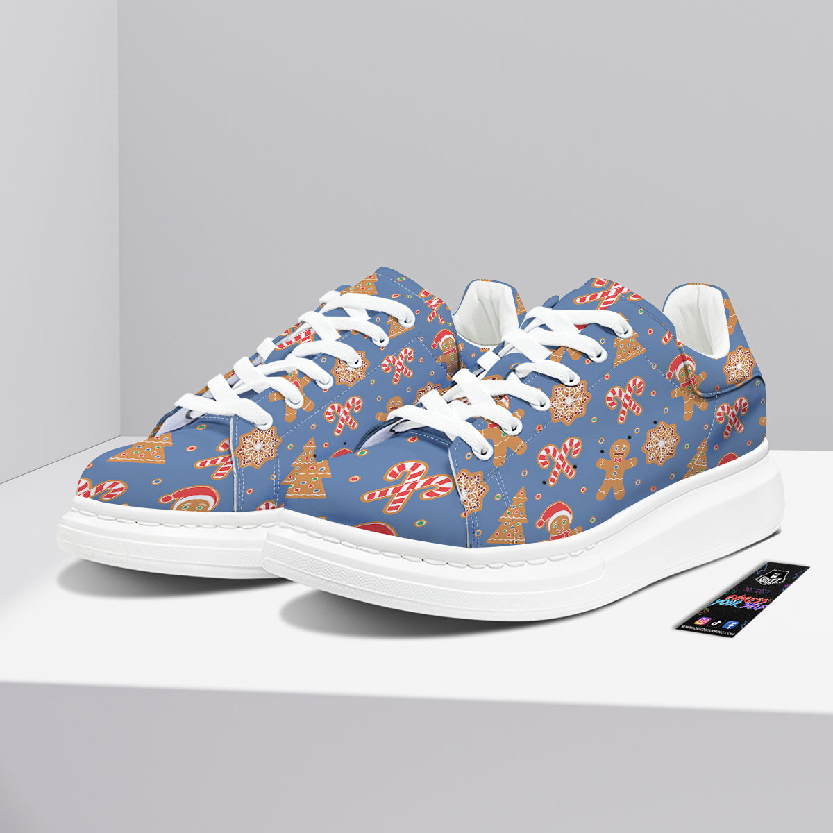Gingerbread Man Xmas Print Pattern Platform Shoes-grizzshop