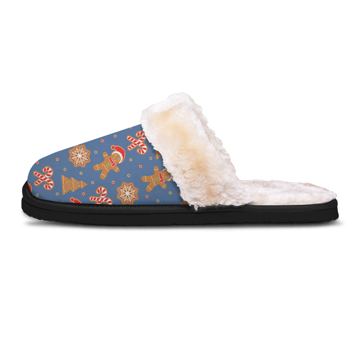 Gingerbread Man Xmas Print Pattern Slippers-grizzshop