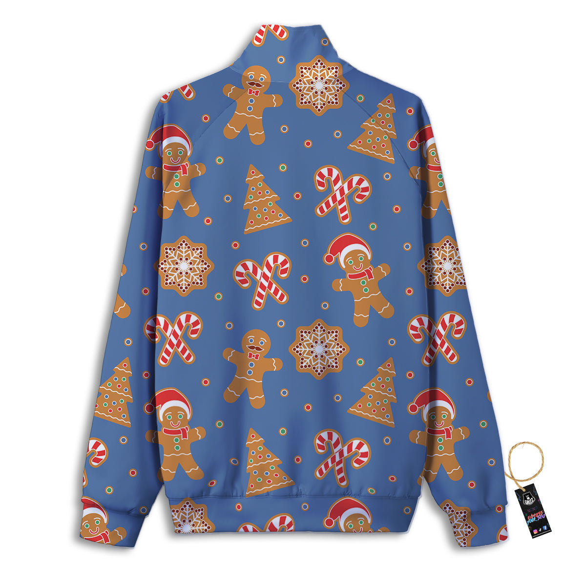 Gingerbread Man Xmas Print Pattern Track Jacket-grizzshop