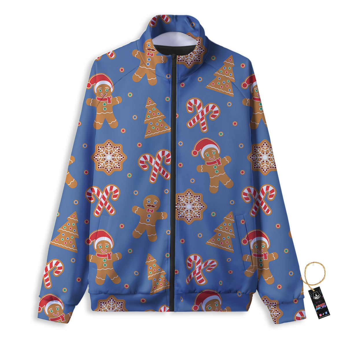 Gingerbread Man Xmas Print Pattern Track Jacket-grizzshop