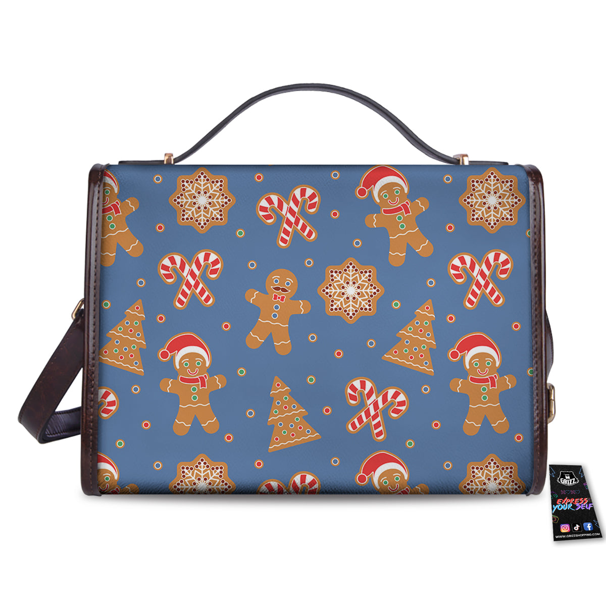 Gingerbread Man Xmas Print Pattern Women's Satchel Bag-grizzshop