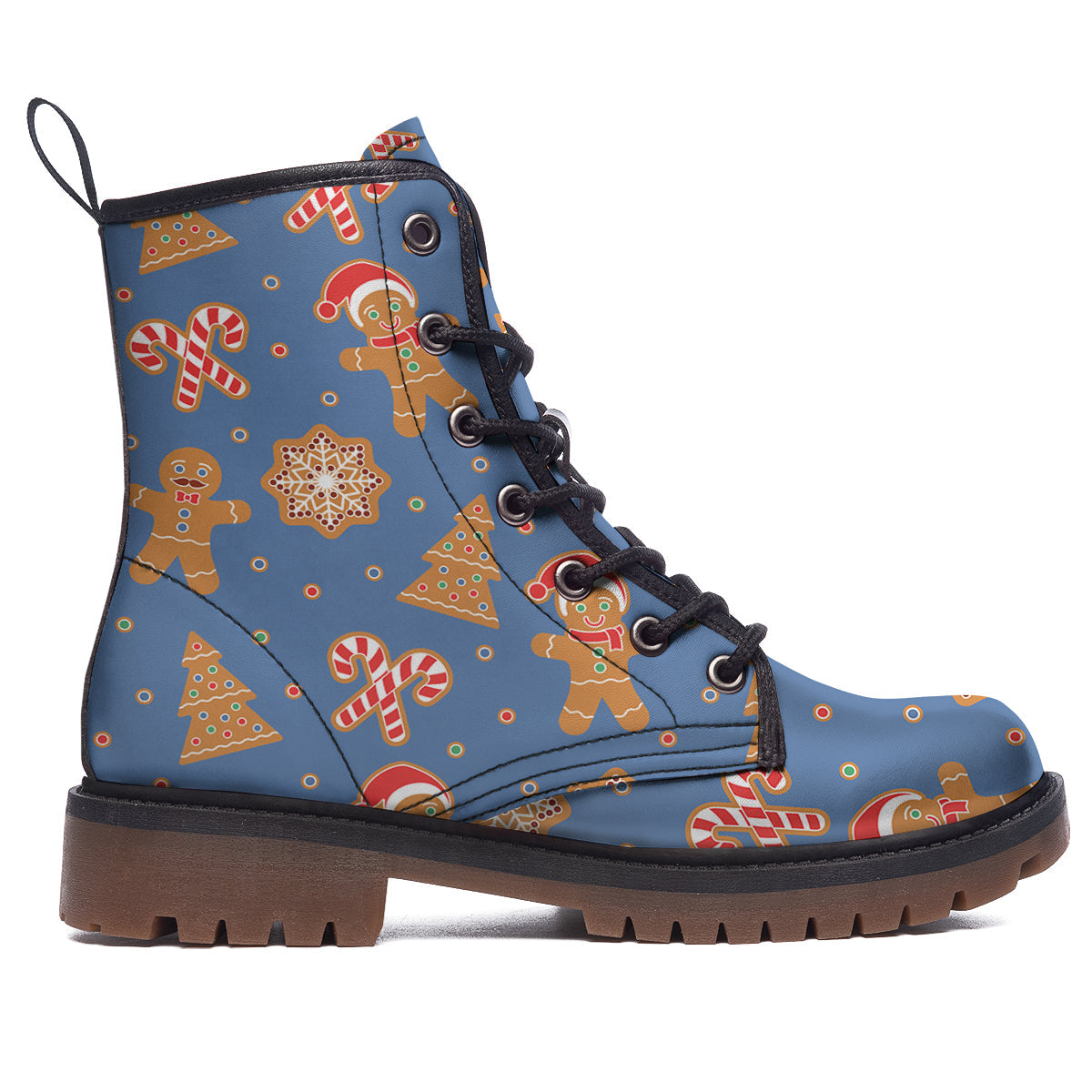 Gingerbread Man Xmas Print Pattern Work Boots-grizzshop