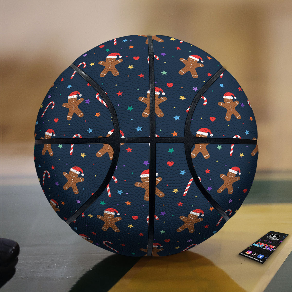Gingerbread Xmas Print Pattern Basketball
