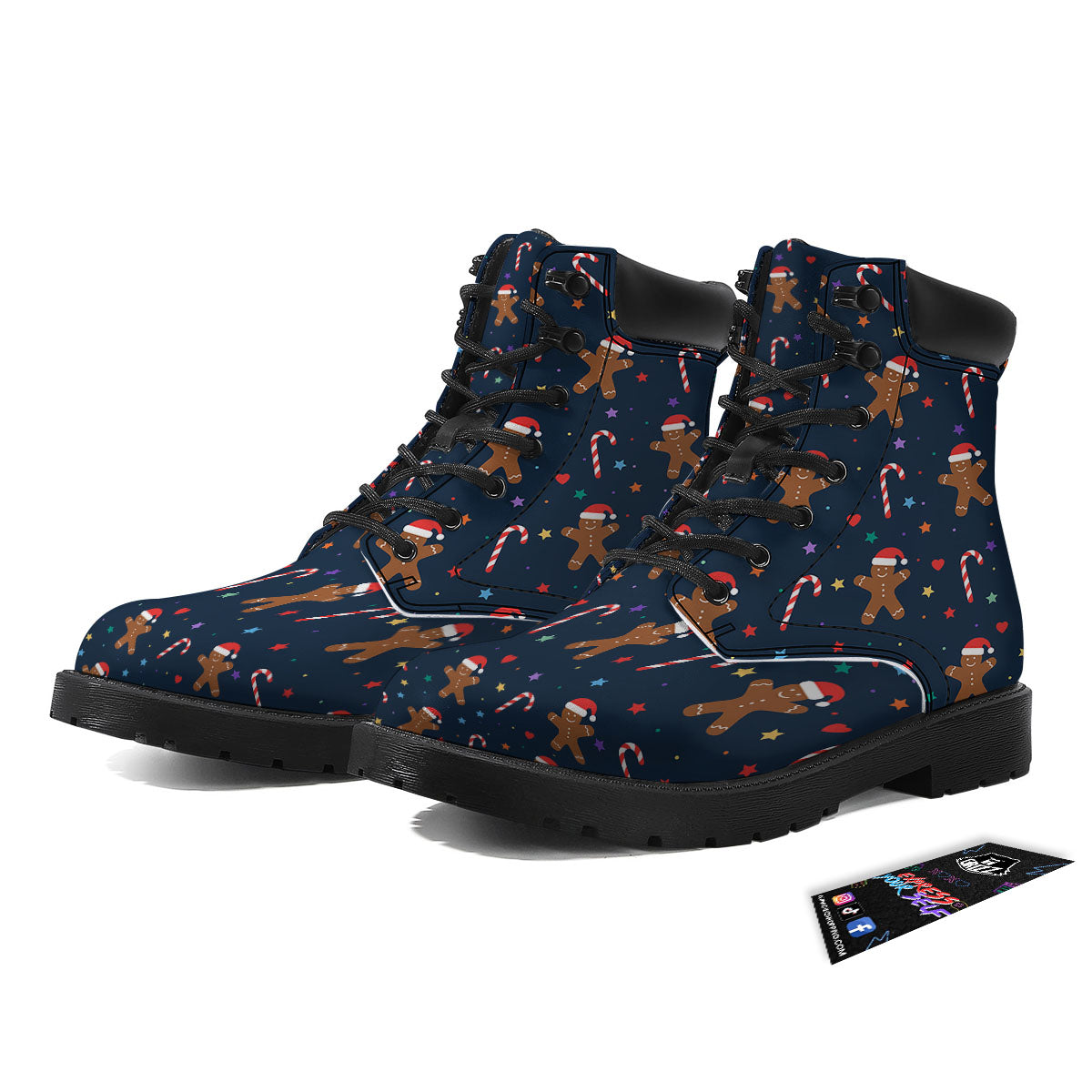 Gingerbread Xmas Print Pattern Boots-grizzshop