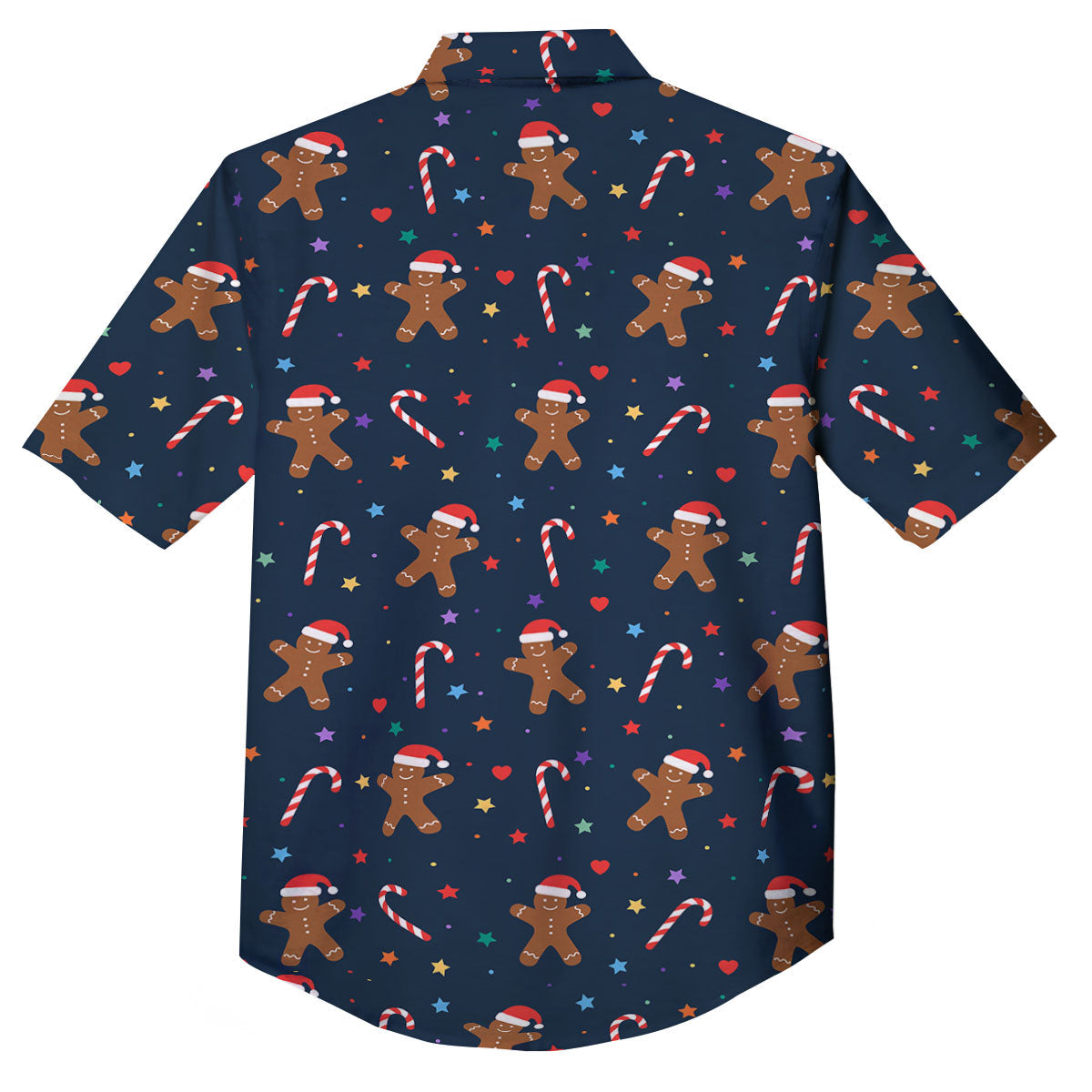 Gingerbread Xmas Print Pattern Button Up Shirt-grizzshop