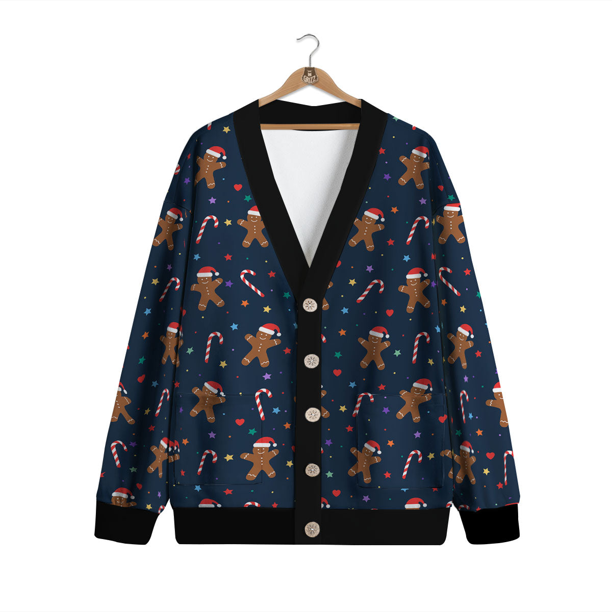 Gingerbread Xmas Print Pattern Cardigan-grizzshop