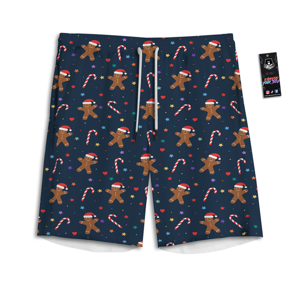 Gingerbread Xmas Print Pattern Men's Athletic Shorts