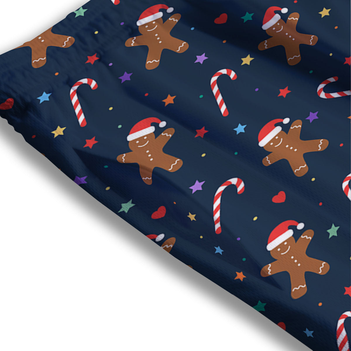 Gingerbread Xmas Print Pattern Mesh Shorts