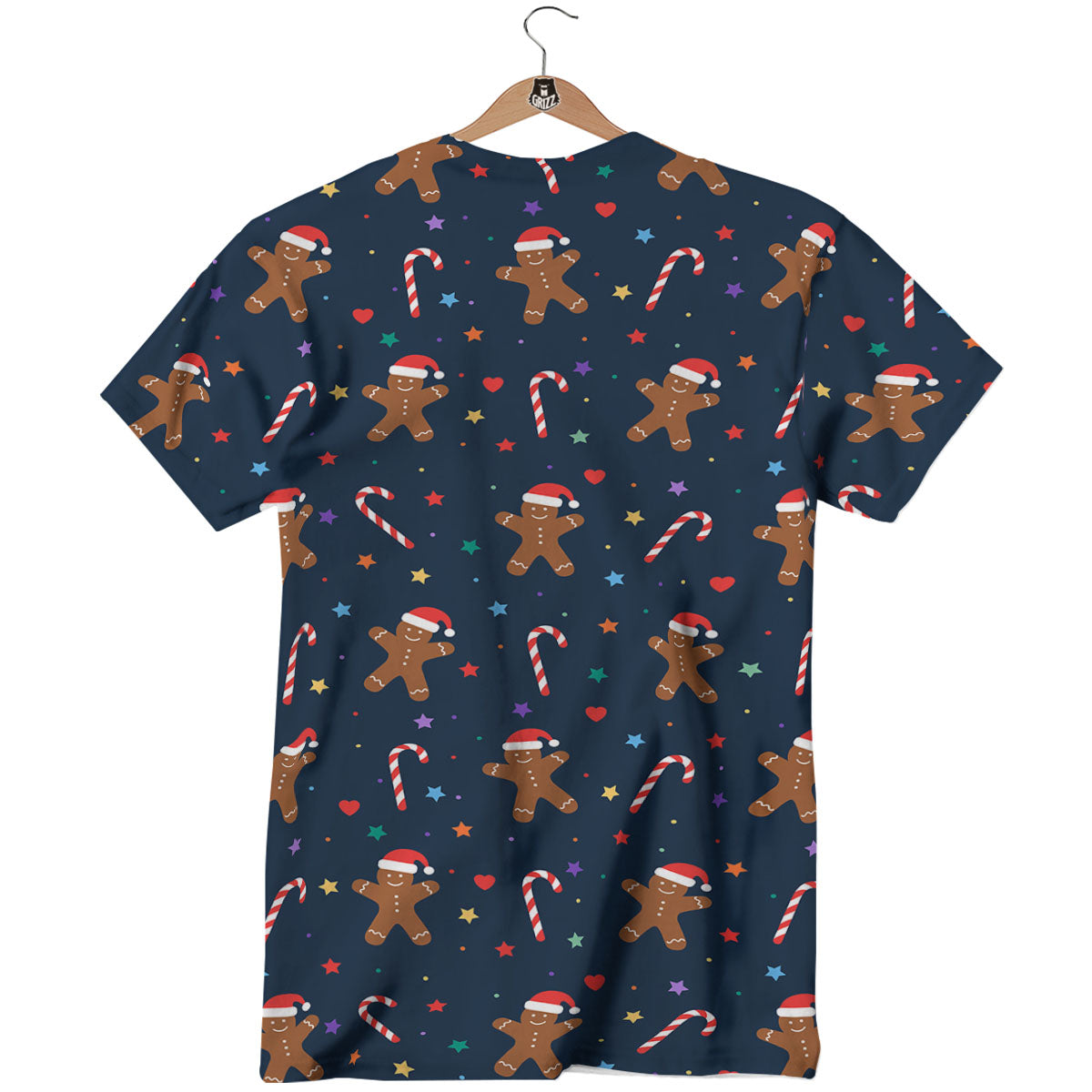 Gingerbread Xmas Print Pattern T-Shirt-grizzshop