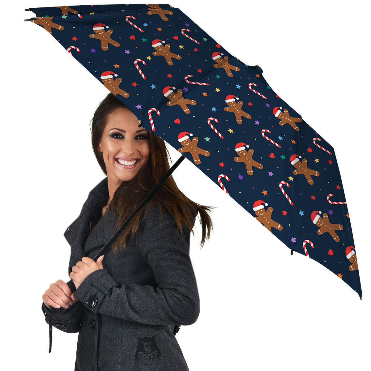 Gingerbread Xmas Print Pattern Umbrella-grizzshop