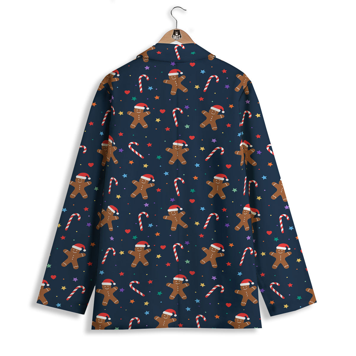 Gingerbread Xmas Print Pattern Women's Blazer-grizzshop