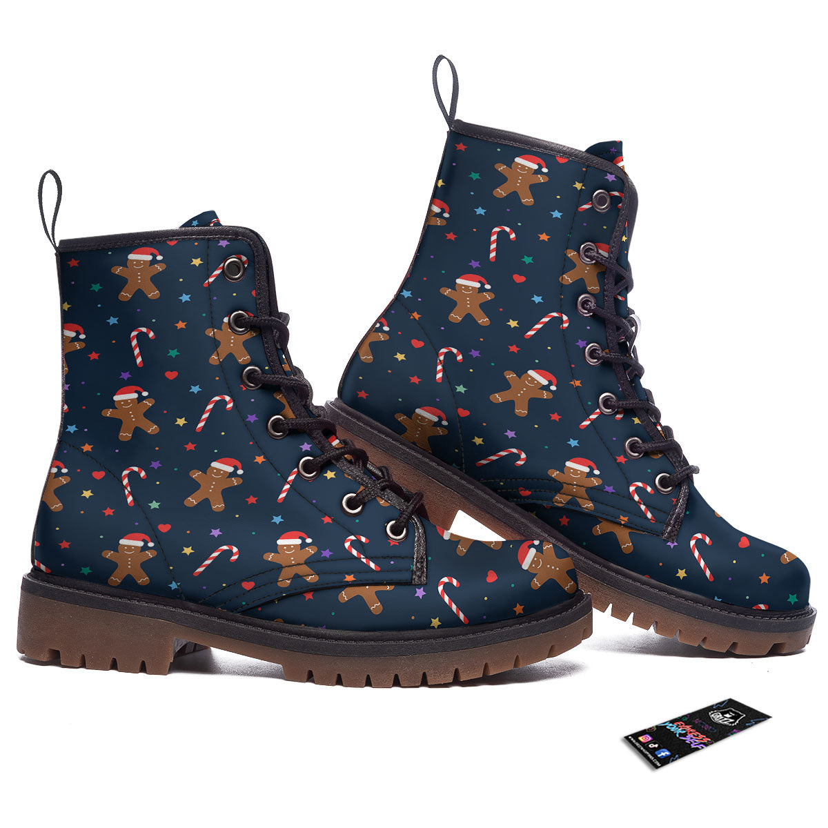 Gingerbread Xmas Print Pattern Work Boots-grizzshop