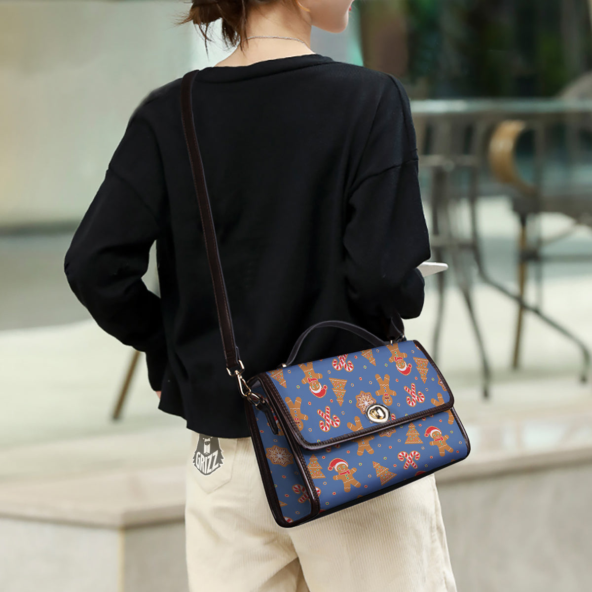 Gingerbread Man Xmas Print Pattern Women's Satchel Bag