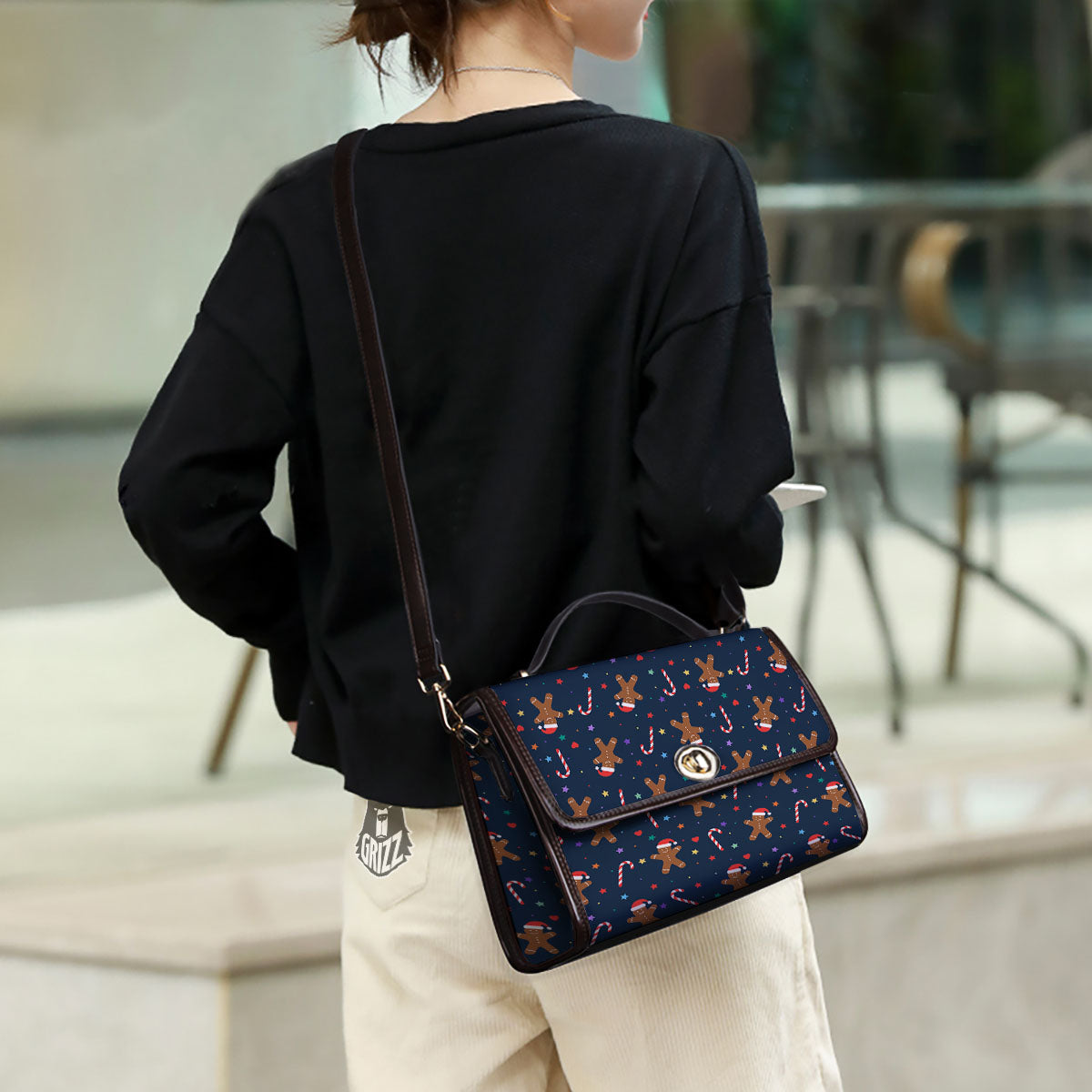 Gingerbread Xmas Print Pattern Women's Satchel Bag