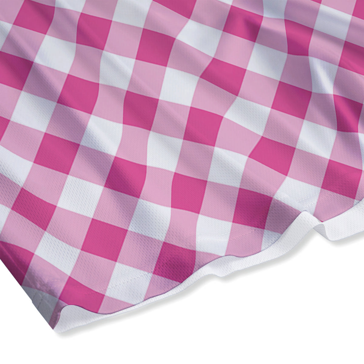 Gingham Black And Pink Magenta Print Mesh Shorts