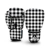 Gingham Black Pattern Print Boxing Gloves-grizzshop