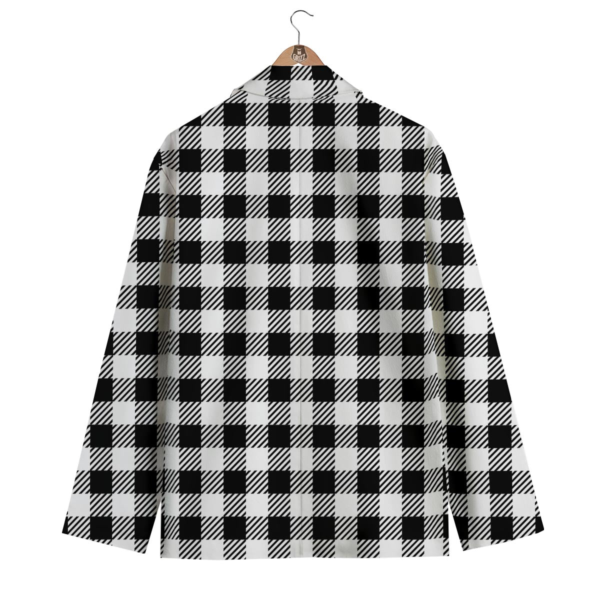 Gingham Black Pattern Print Men's Blazer-grizzshop
