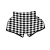 Gingham Black Pattern Print Muay Thai Boxing Shorts-grizzshop