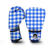 Gingham Blue Pattern Print Boxing Gloves-grizzshop