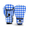 Gingham Blue Pattern Print Boxing Gloves-grizzshop