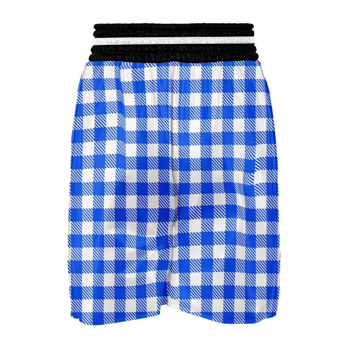 Gingham Blue Pattern Print Boxing Shorts-grizzshop
