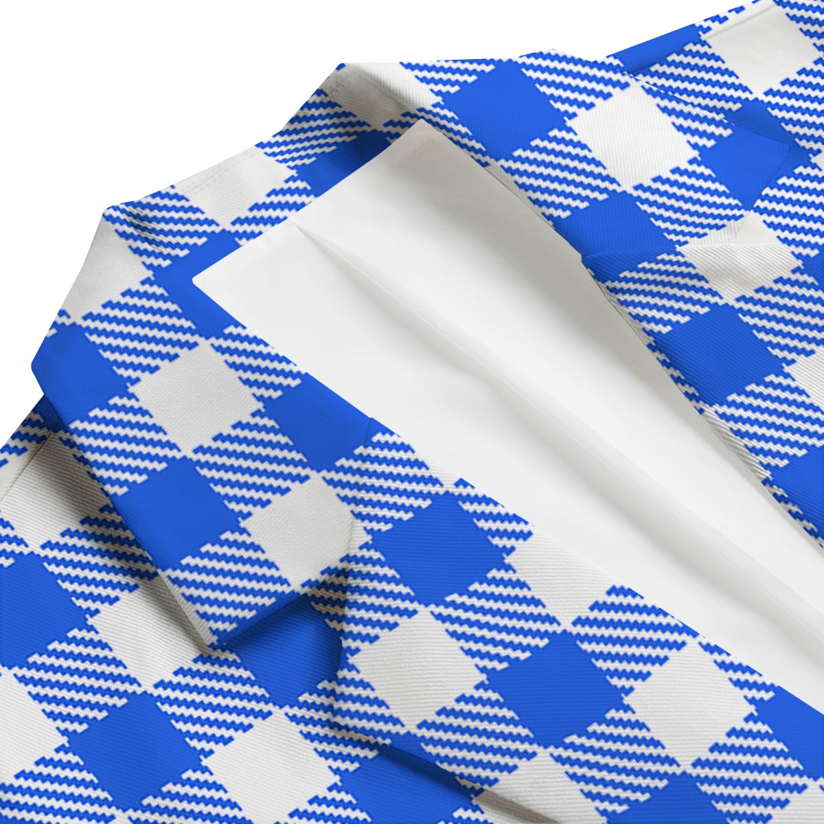 Gingham Blue Pattern Print Men's Blazer-grizzshop