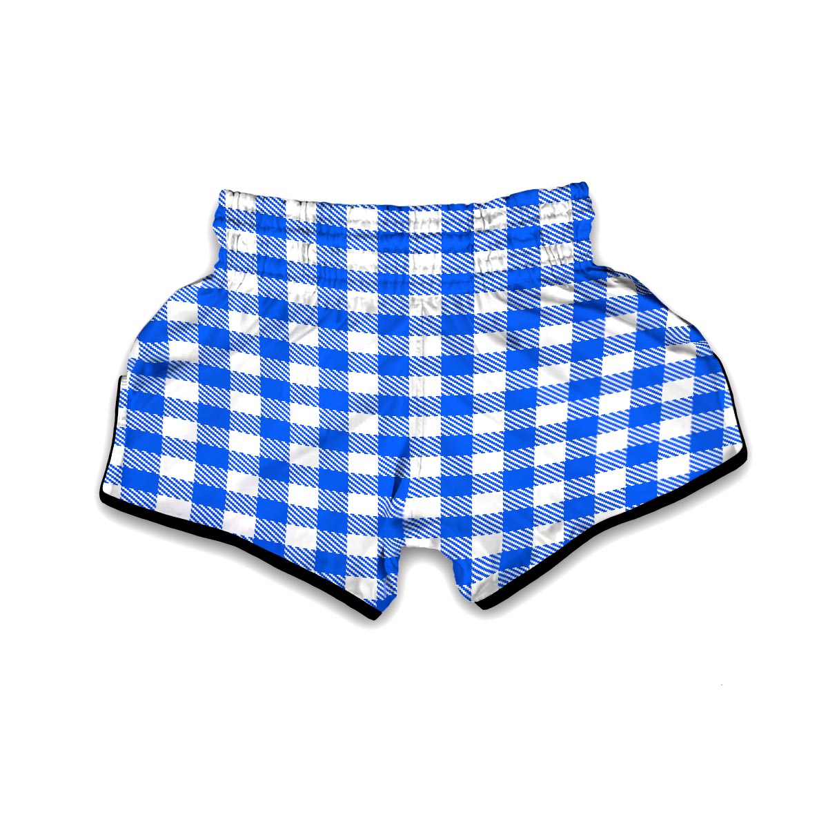 Gingham Blue Pattern Print Muay Thai Boxing Shorts-grizzshop