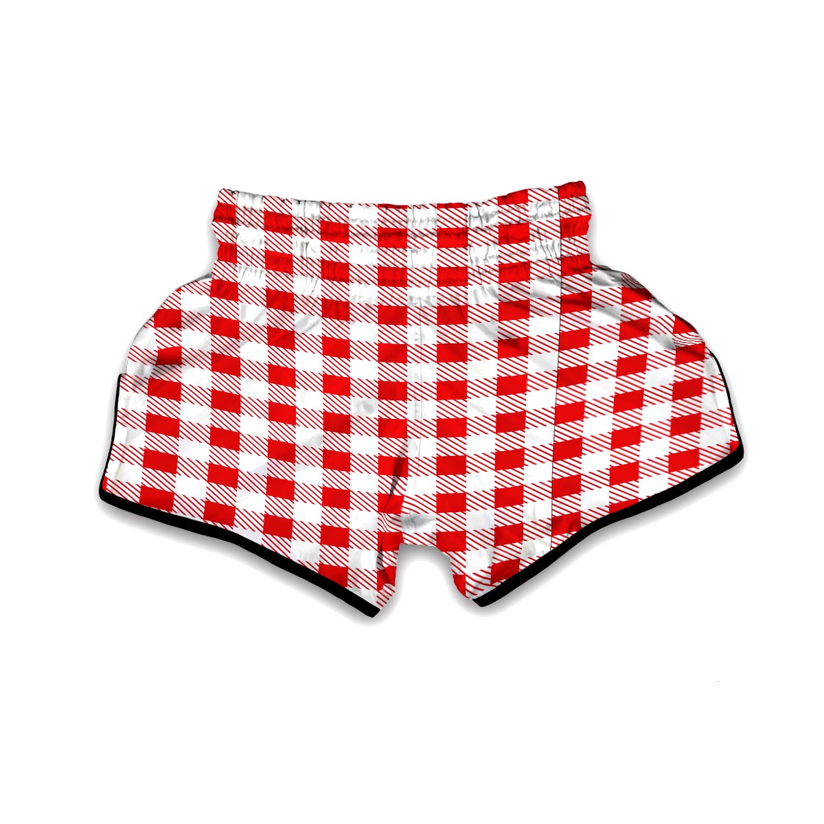 Gingham Red Pattern Print Muay Thai Boxing Shorts-grizzshop