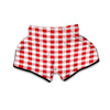 Gingham Red Pattern Print Muay Thai Boxing Shorts-grizzshop