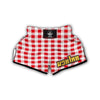 Gingham Red Pattern Print Muay Thai Boxing Shorts-grizzshop