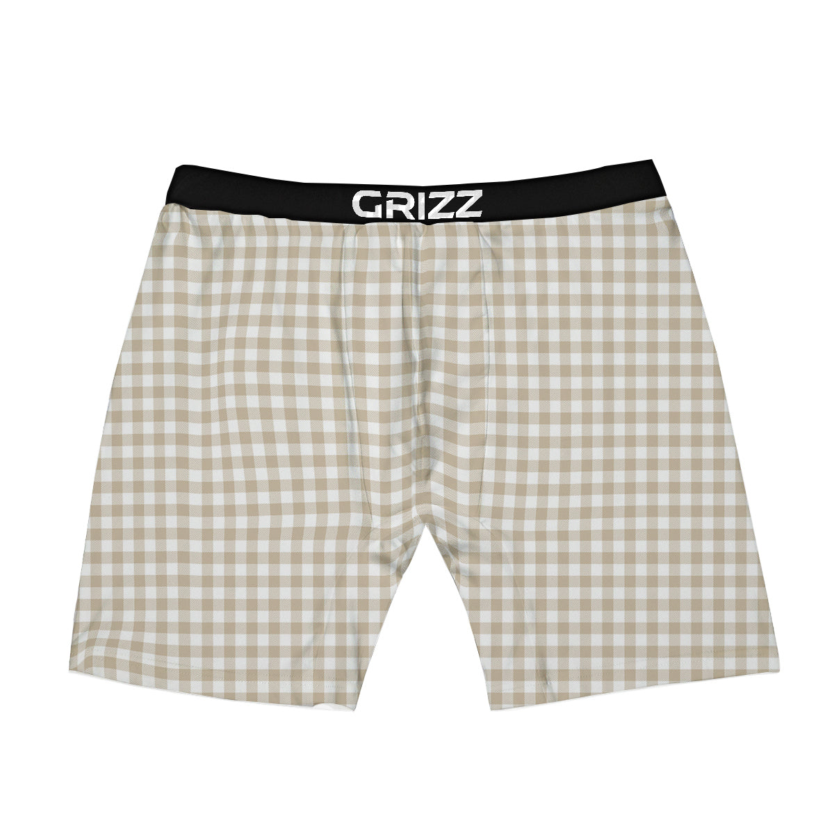 Gingham White And Beige Print Pattern Boxer Briefs-grizzshop