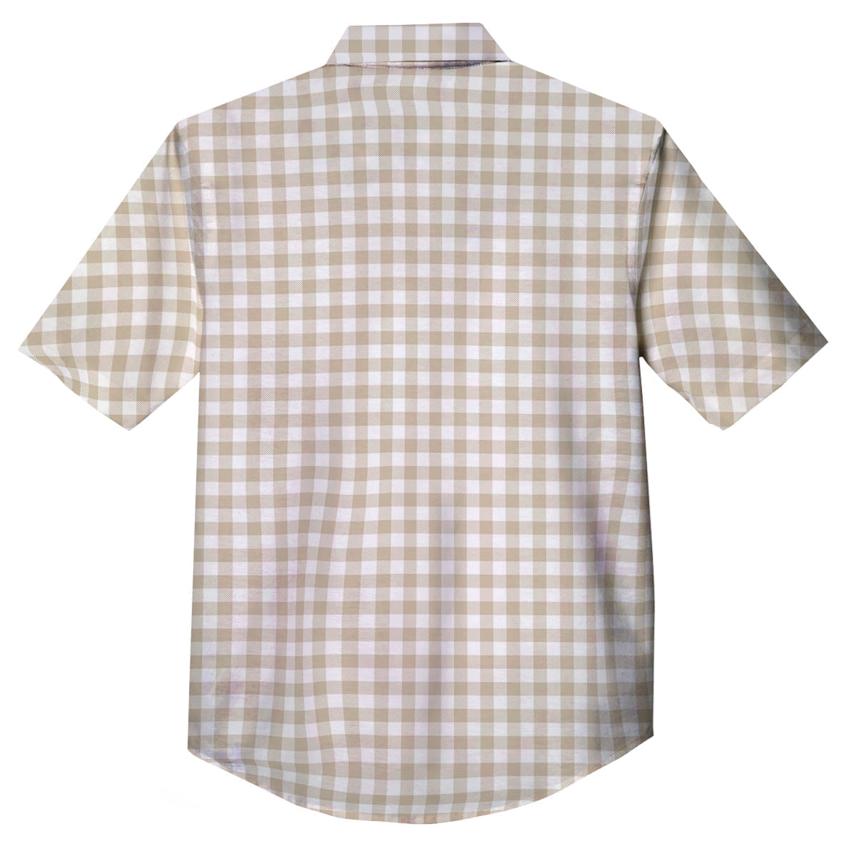 Gingham White And Beige Print Pattern Button Up Shirt-grizzshop