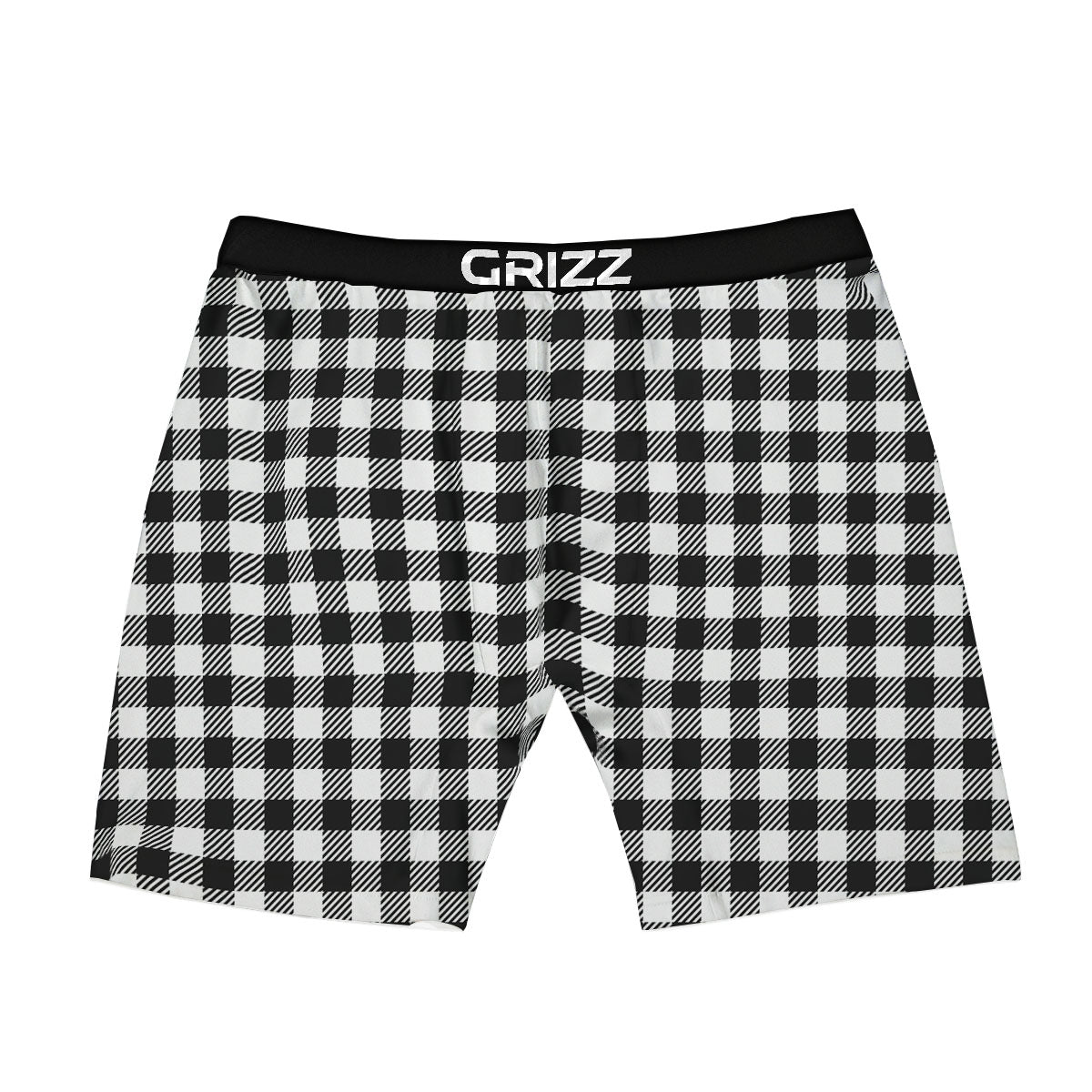 Gingham White And Black Print Pattern Boxer Briefs-grizzshop