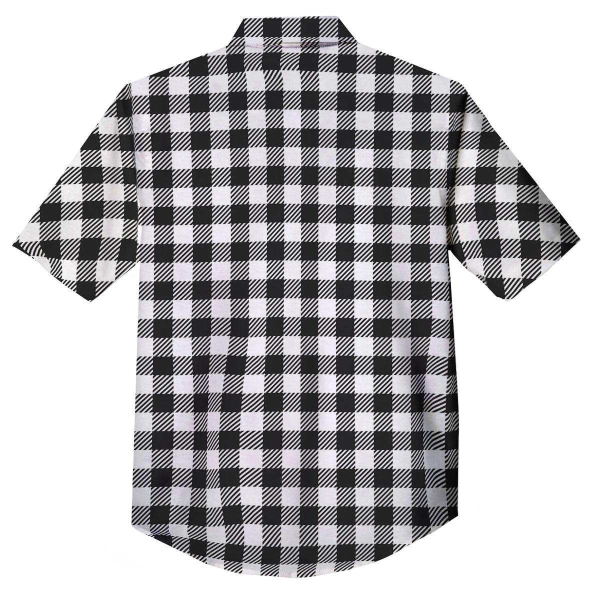 Gingham White And Black Print Pattern Button Up Shirt-grizzshop