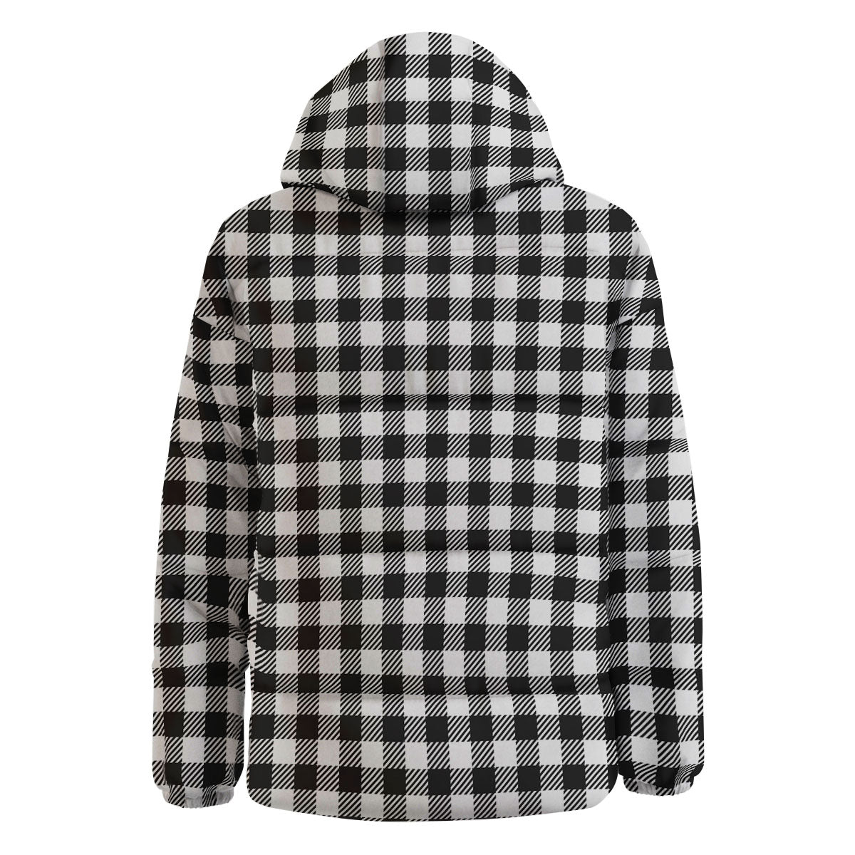 Gingham White And Black Print Pattern Down Jacket-grizzshop
