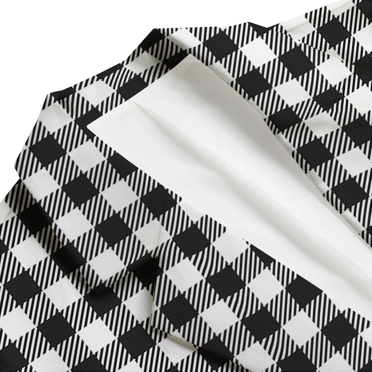 Gingham White And Black Print Pattern Men's Blazer-grizzshop