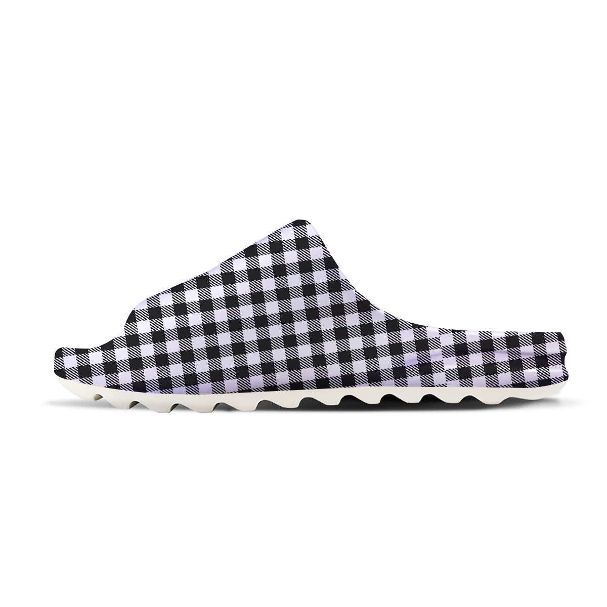 Gingham White And Black Print Pattern Sandals-grizzshop