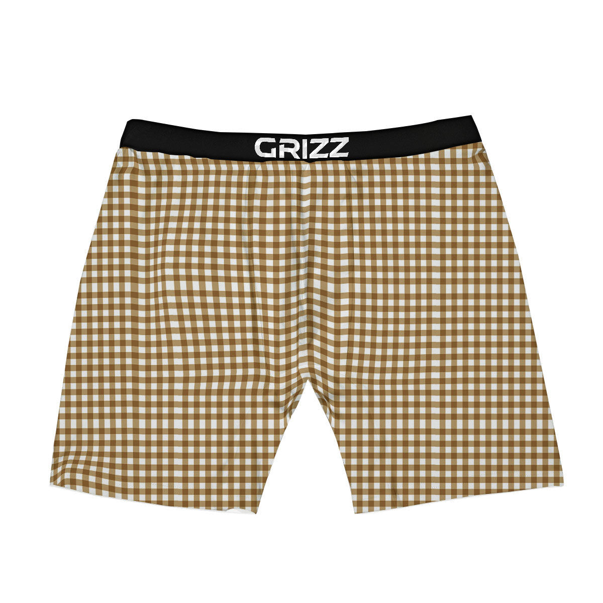 Gingham White And Brown Print Pattern Boxer Briefs-grizzshop