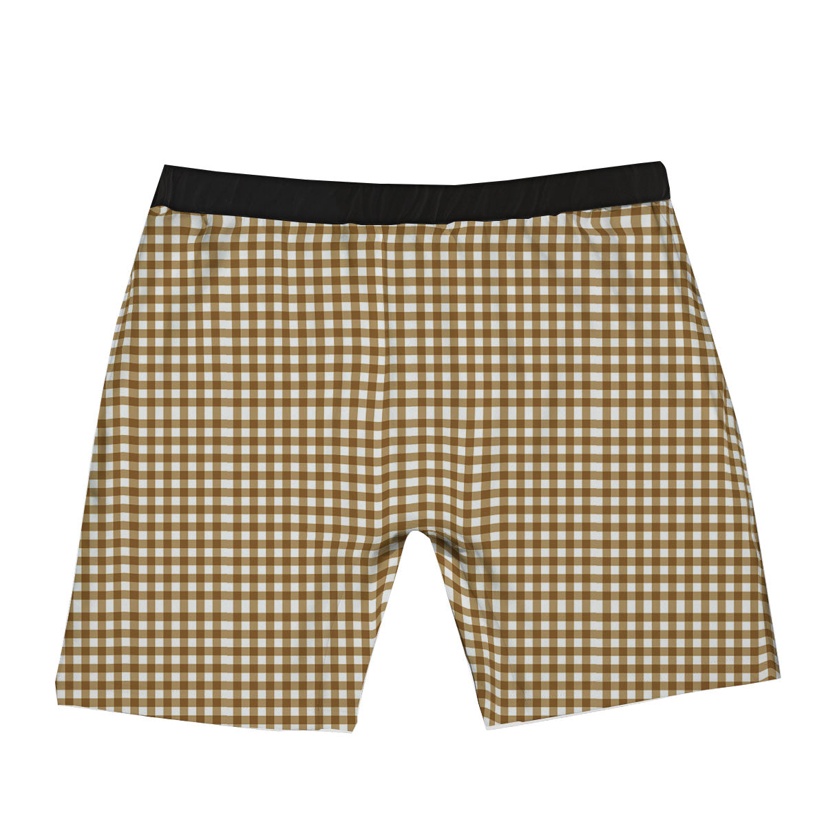 Gingham White And Brown Print Pattern Boxer Briefs-grizzshop