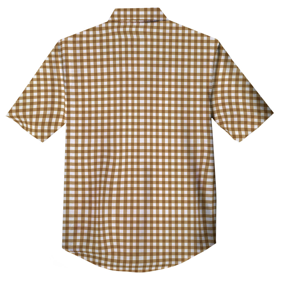 Gingham White And Brown Print Pattern Button Up Shirt-grizzshop