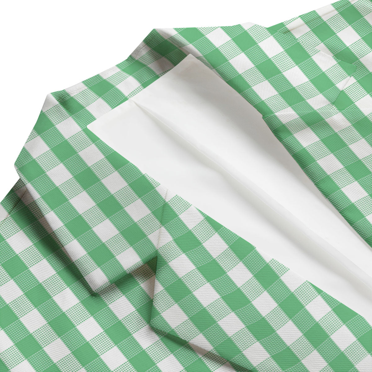 Gingham White And Green Print Pattern Men's Blazer-grizzshop
