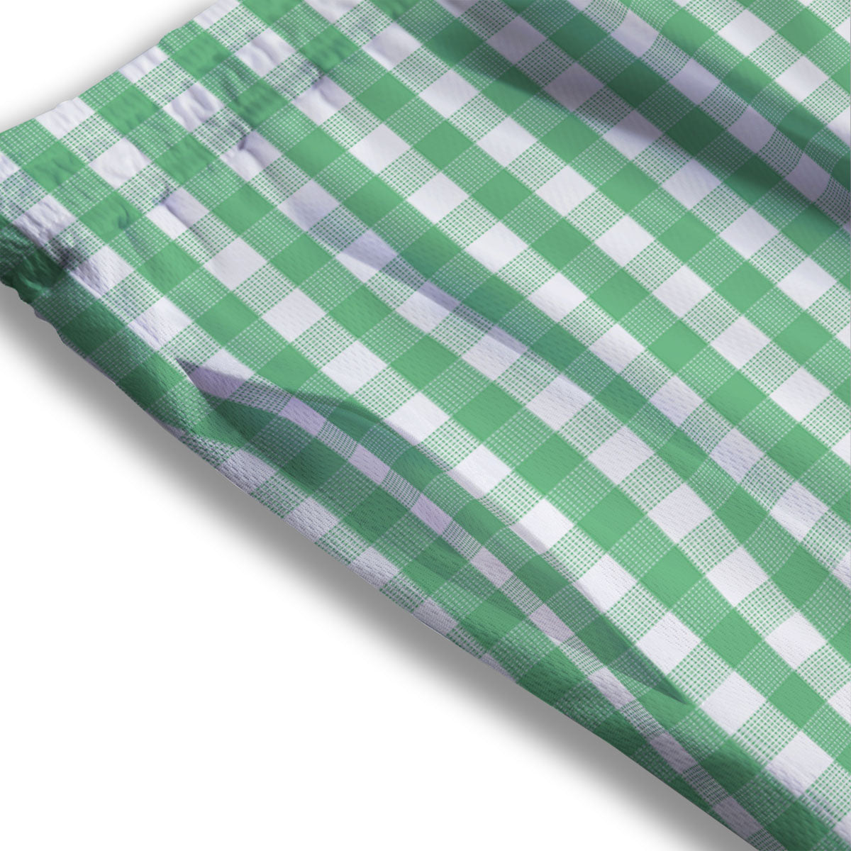 Gingham White And Green Print Pattern Mesh Shorts