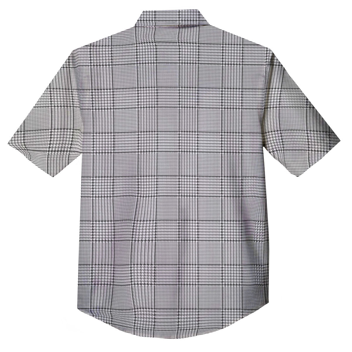Gingham White And Grey Print Pattern Button Up Shirt-grizzshop