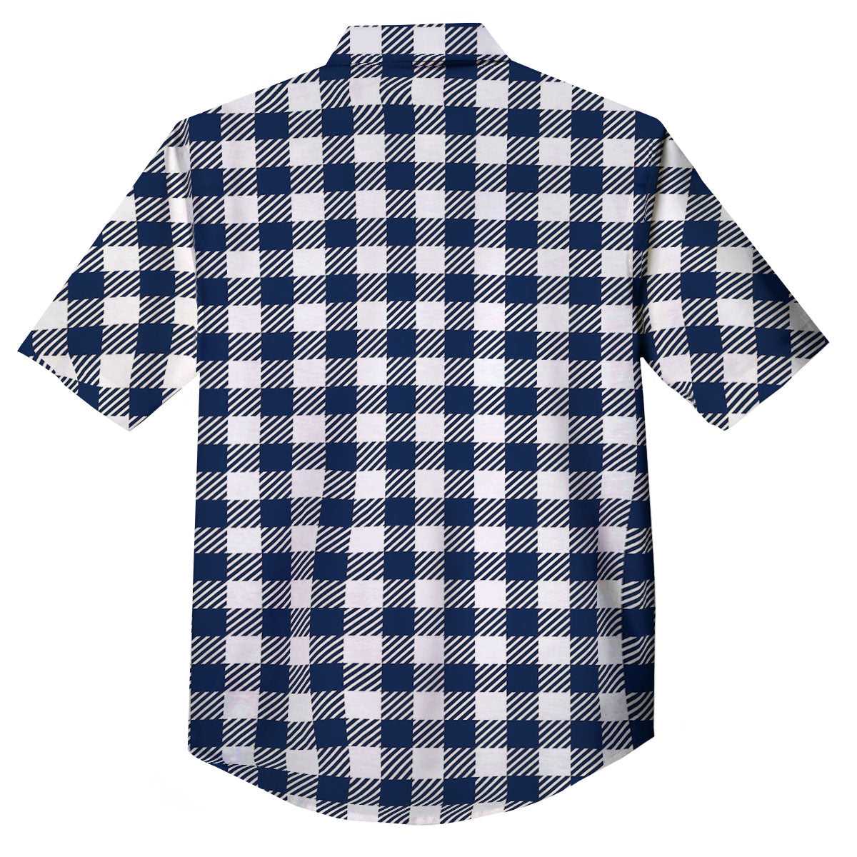 Gingham White And Navy Print Pattern Button Up Shirt-grizzshop