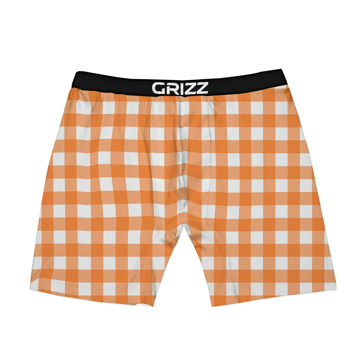 Gingham White And Orange Print Pattern Boxer Briefs-grizzshop