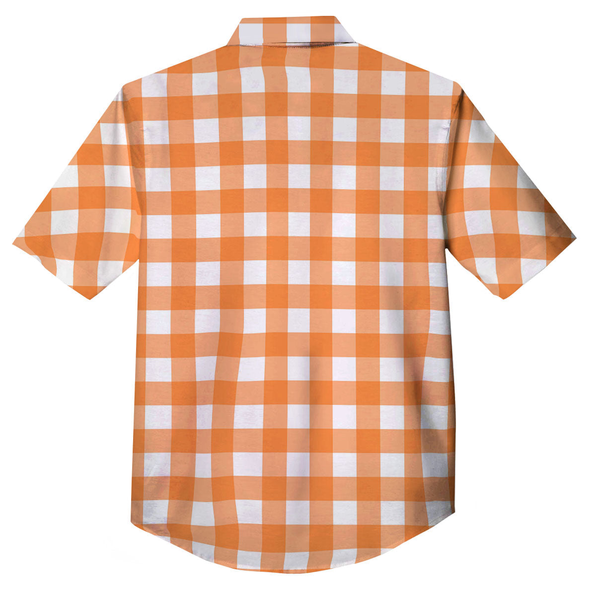 Gingham White And Orange Print Pattern Button Up Shirt-grizzshop