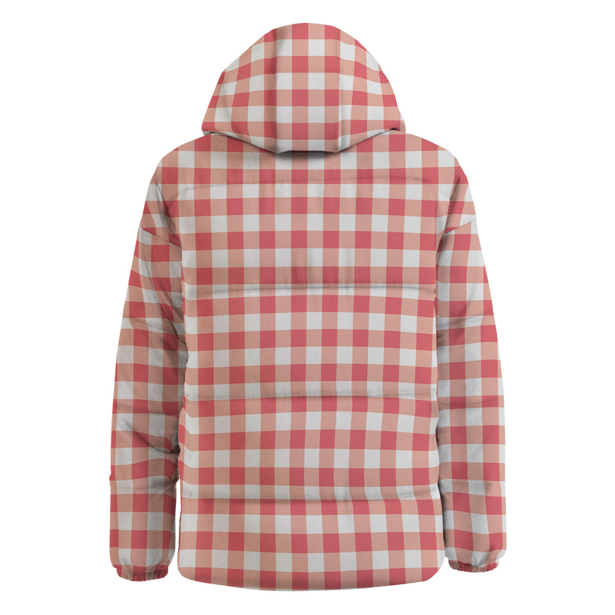 Gingham White And Pink Print Pattern Down Jacket-grizzshop