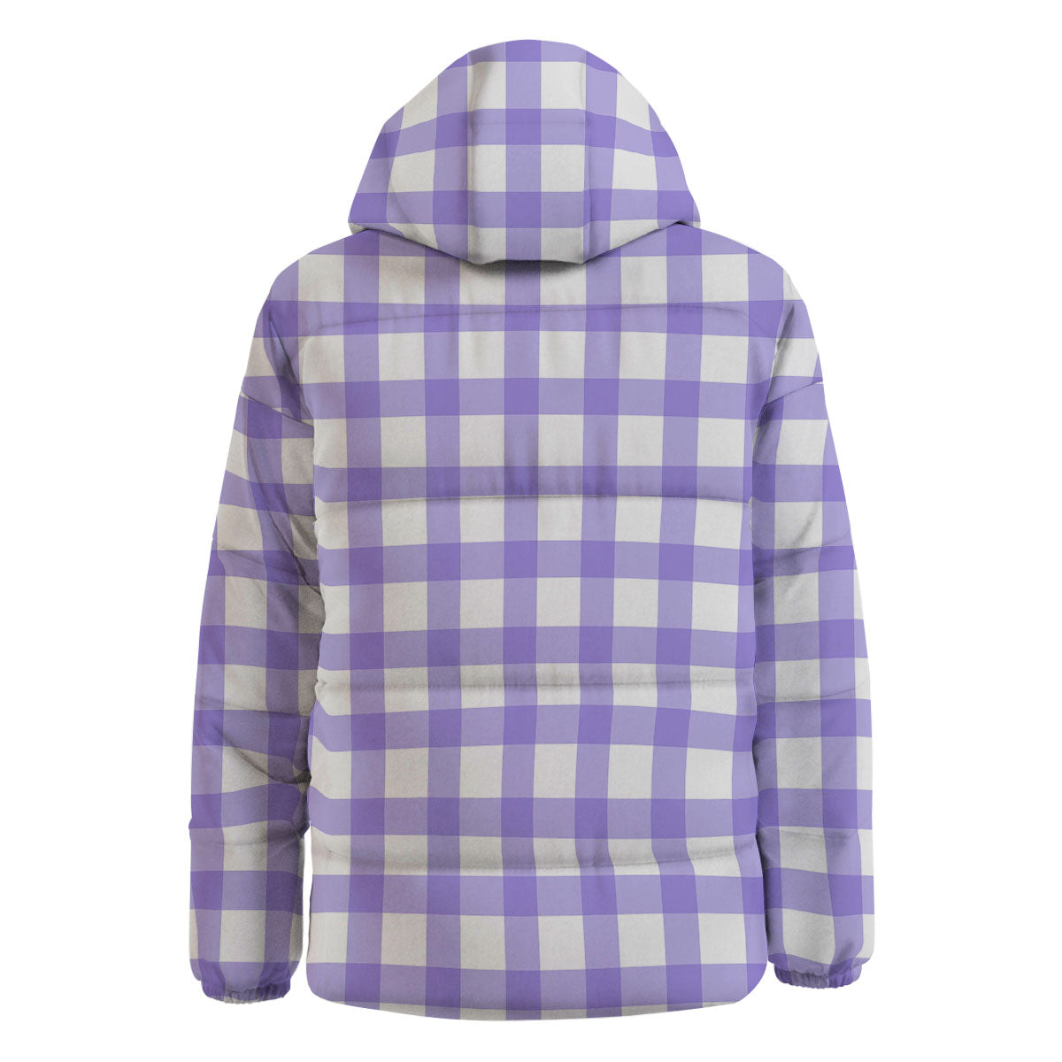 Gingham White And Purple Print Pattern Down Jacket-grizzshop