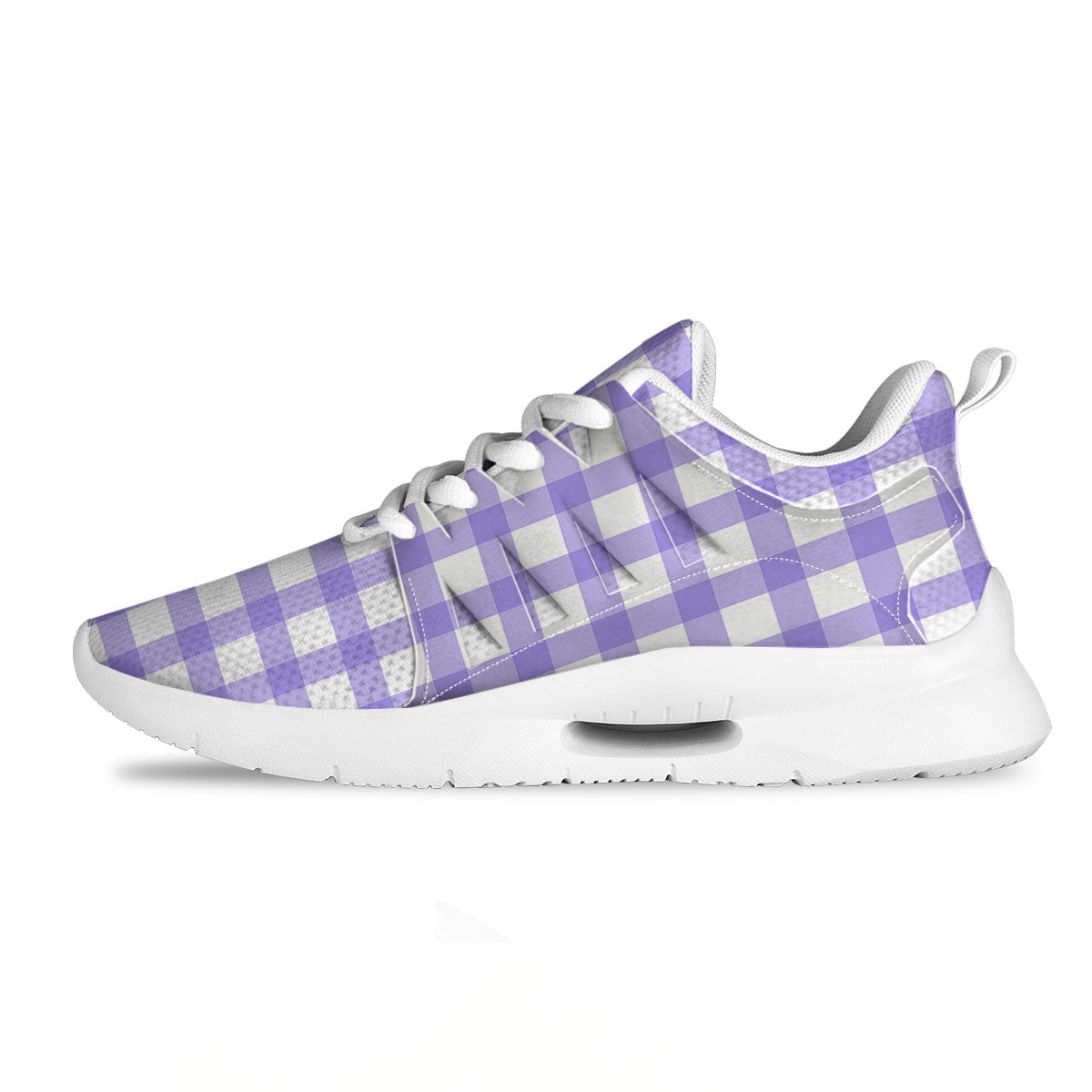 Gingham White And Purple Print Pattern Tennis Shoes-grizzshop