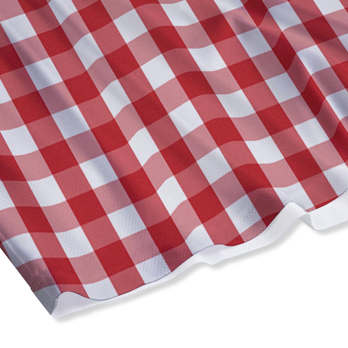 Gingham White And Red Print Pattern Mesh Shorts